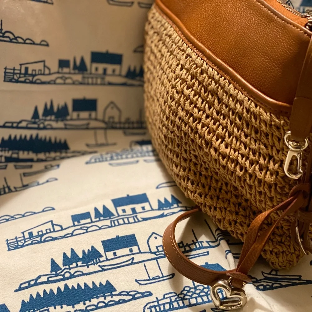 Brighton Woven Tan and Brown Crossbody Bag - Picture 5 of 7